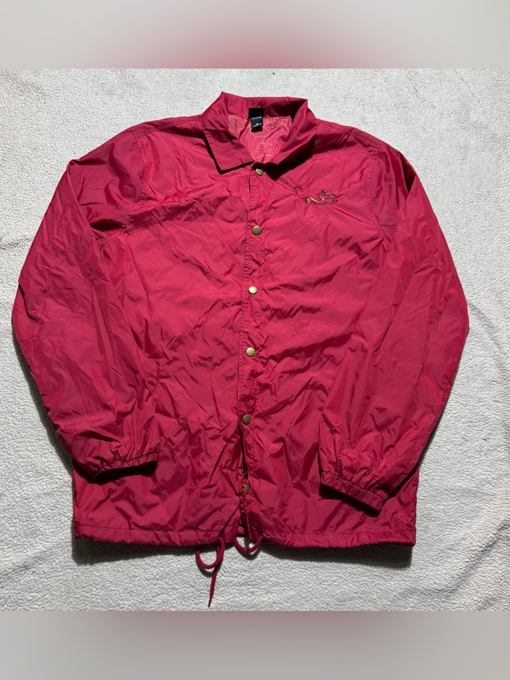 Disney Mulan Jacket Adult Medium Mushu Snap Button Windbreaker Nylon Outdoor